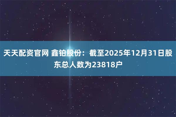 天天配资官网 鑫铂股份：截至2025年12月31日股东总人数为23818户